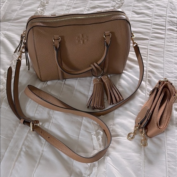 Brown Leather Handbag with Tassel